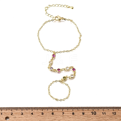Brass Micro Pave Cubic Zirconia Mittens Bracelets BJEW-C156-01G-01-1