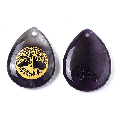 Natural Amethyst Pendants G-T122-71E-1