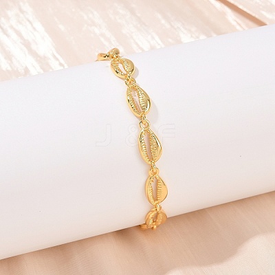 Brass Link Chain Bracelets for Women BJEW-L707-04G-01-1