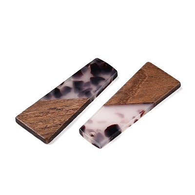 Opaque Resin & Walnut Wood Pendants RESI-T058-04B-1