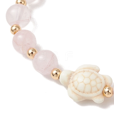 Natural Rose Quartz & Synthetic Turquoise Stretch Bracelets BJEW-JB13475-1