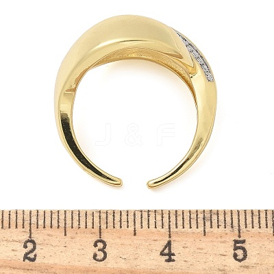 Brass Micro Pave Clear Cubic Zirconia Cuff Finger Rings for Women RJEW-B112-12GP-1