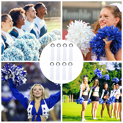 24Pcs Polyester Cheerleader Pom Poms Labels Ribbon FIND-CN0002-33B-1