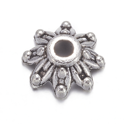 Flower Tibetan Silver Bead Caps X-A475-1