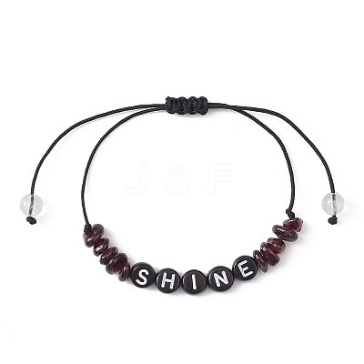 Natural Garnet Chip Braided Bead Bracelets BJEW-JB09608-05-1
