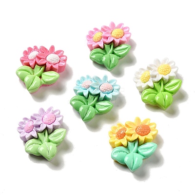 Flower Theme Opaque Resin Decoden Cabochons X-RESI-C044-02-1