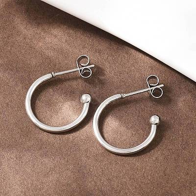 C-Shaped 304 Stainless Steel Stud Earrings EJEW-Z154-01P-02-1