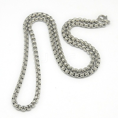 Tarnish Resistant Trendy Men's 201 Stainless Steel Box Chain Necklaces NJEW-L043B-46P-1
