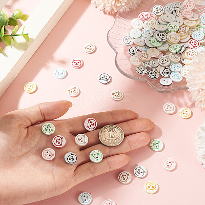 200Pcs 2-Hole Resin Buttons BUTT-TA0001-60C-1