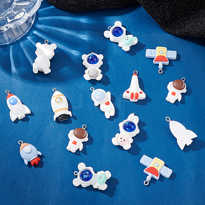 20Pcs 10 Styles Space Theme Opaque Resin Pendants FIND-PH0006-16-1