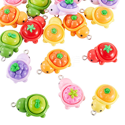 24Pcs 6 Colors Opaque Resin Pendants CRES-TA0001-78-1