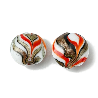 Handmade Gold Sand Lampwork Beads FOIL-B001-02A-1