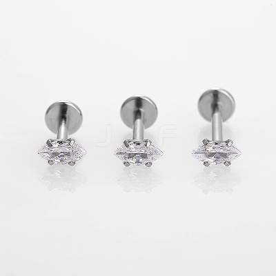 316L Stainless Steel Clear Cubic Zirconia Threadless Labret Stud WGB6B2D-02-1