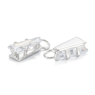 Brass Clear Cubic Zirconia Charms ZIRC-G170-10P-1