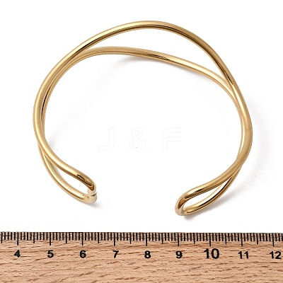 304 Stainless Steel Cuff Bangles for Women BJEW-Z150-01G-02-1
