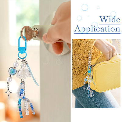 Jellyfish Glass & Acrylic Pendant Decorations HJEW-TAC0032-1