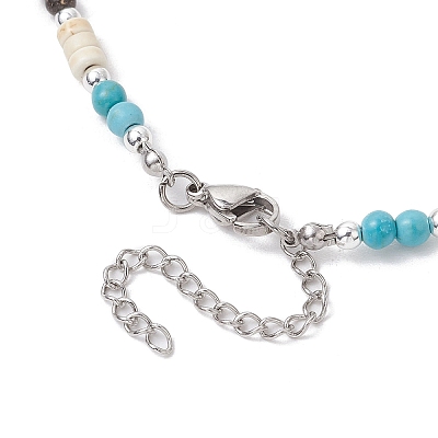 Summer Beach Synthetic Turquoise & Natural Coconut Round Heishi Beaded Necklaces NJEW-JN05211-1