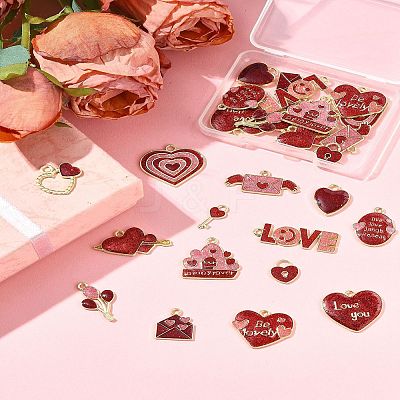 28Pcs 14 Styles Alloy Pendants ENAM-FS0002-84-1