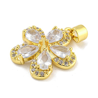 Rack Plating Brass Micro Pave Cubic Zirconia Pendants KK-G513-93G-1