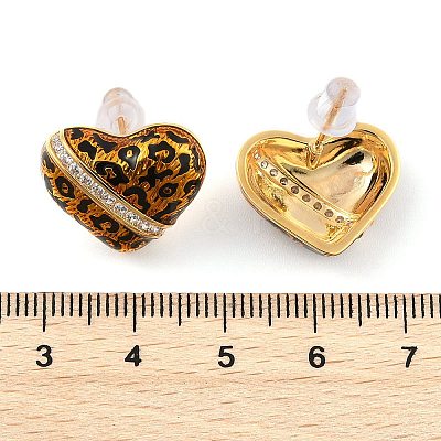 Brass Micro Pave Cubic Zirconia Leopard Stud Earrings EJEW-U055-13A-G-1