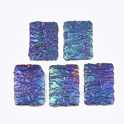 Electroplated Natural Dragon Blood Jasper Pendants G-S329-030-1