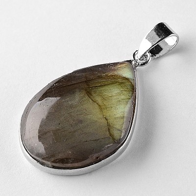 Natural Labradorite Teardrop Pendants G-L350-03-1
