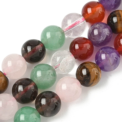 Natural Mixed Gemstone Beads Strands G-P574-A02-10mm-1