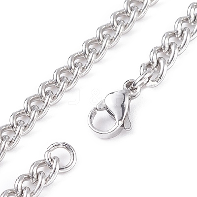 Non-Tarnish 304 Stainless Steel Curb Chains Necklace for Men Women NJEW-JN03846-02-1