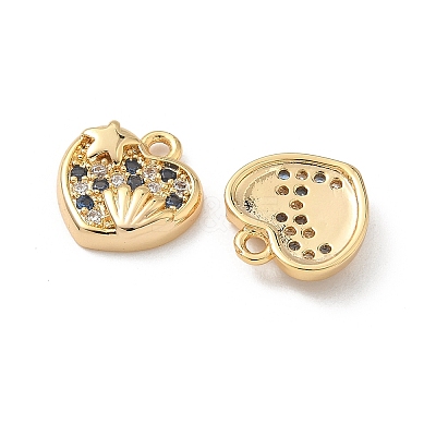 Brass Micro Pave Cubic Zirconia Charms X1-KK-C099-01C-G-1