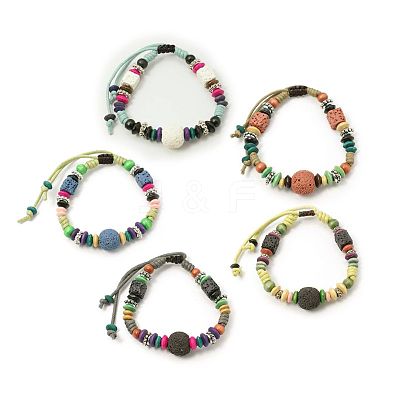 Lava Rock Beads Bracelets BJEW-D263-M-1