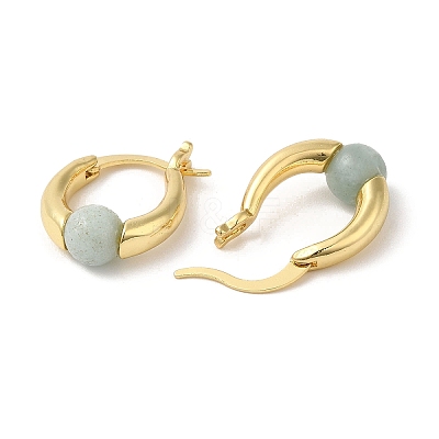 Natural Malaysia Jade Round Beaded Hoop Earrings EJEW-A099-03G-05-1