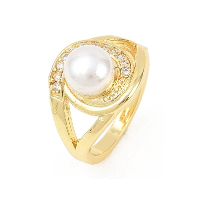 Brass Micro Pave Cubic Zirconia Finger Rings for Women RJEW-D340-02G-06-1