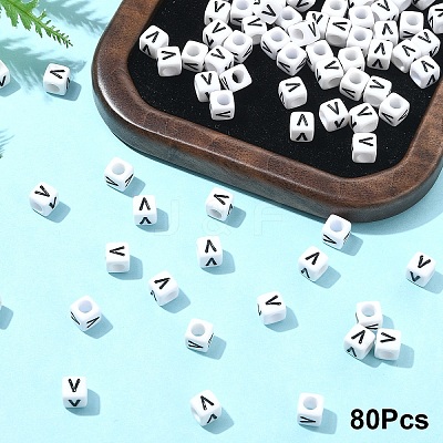 Acrylic Horizontal Hole Letter Beads OACR-YW0002-08V-1