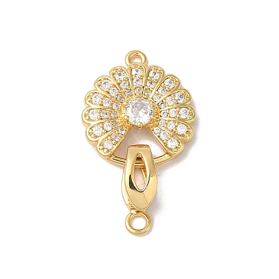 Rack Plating Brass Micro Pave Clear Cubic Zirconia Fold Over Clasps KK-A222-14G-1