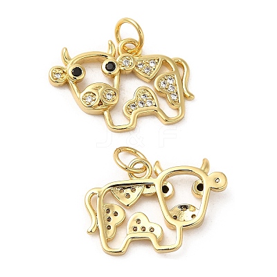 Rack Plating Brass Micro Pave Cubic Zirconia Pendants KK-C030-24G-1