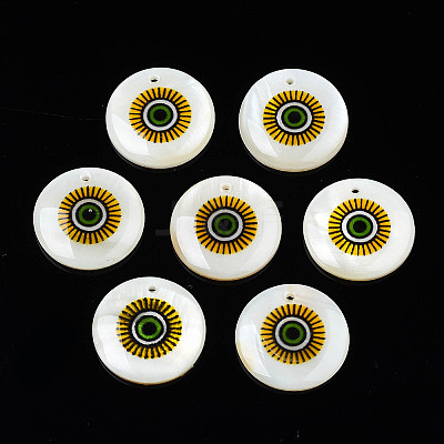 Printed Freshwater Shell Charms LS-SHEL-T009-20C-1