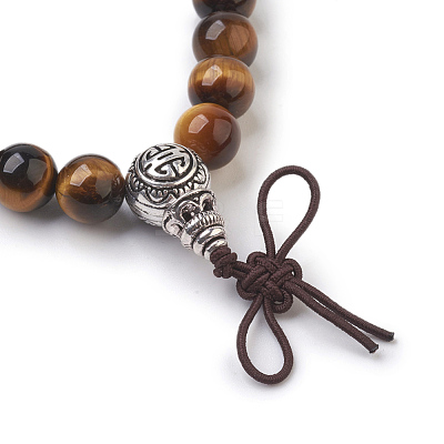 Natural Round Tiger Eye Stretch Bracelets BJEW-JB03845-05-1