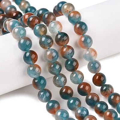 Dyed Natural White Jade Beads Strands G-T138-8mm-210-23-1
