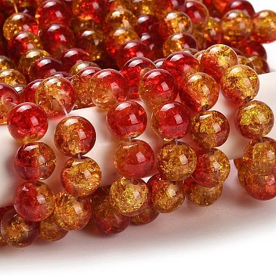 Spray Painted Crackle Glass Beads Strands CCG-Q002-10mm-10-1