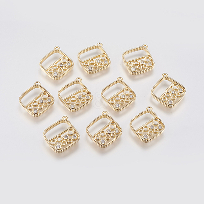 Brass Micro Pave Cubic Zirconia Charms KK-A144-039G-1