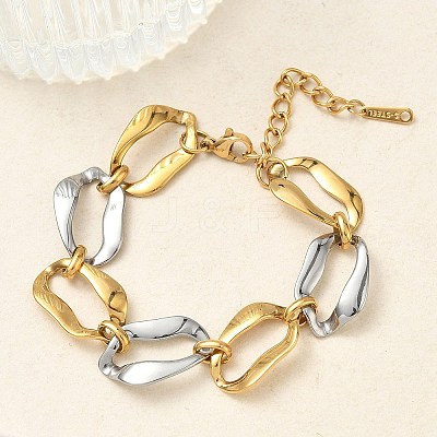 Two Tone 304 Stainless Steel Twisted Cable Chain Bracelets for Women BJEW-A169-08GP-1