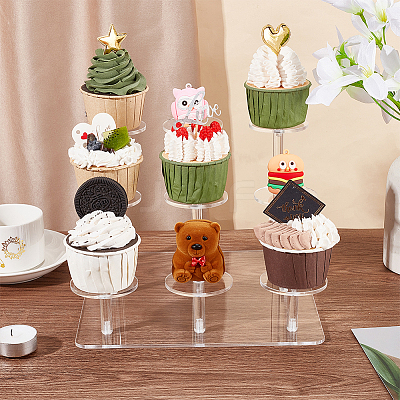 3-Tier Round Transparent Acrylic Toys Action Figures Display Riser Stands ODIS-WH0030-24B-1