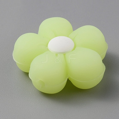 Flower Luminous Silicone Beads SIL-WH0008-37K-1