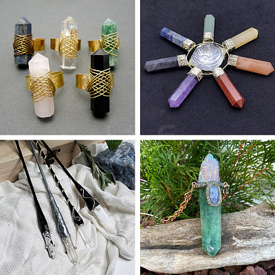 8Pcs 8 Style Natural Pointed Beads G-FW0001-26-1