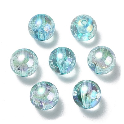 UV Plating Transparent Rainbow Iridescent Acrylic Beads LS-TACR-D010-07D-1