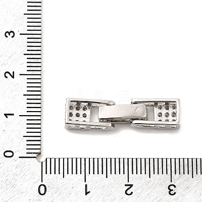 Brass Micro Pave Clear Cubic Zirconia Fold Over Clasps KK-C075-36P-1