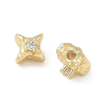 Brass Micro Pave Clear Cubic Zirconia Beads CU-CBAC675-01G-1