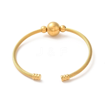 Ion Plating(IP) 304 Stainless Steel Round Beaded Cuff Bangles BJEW-P310-03G-1