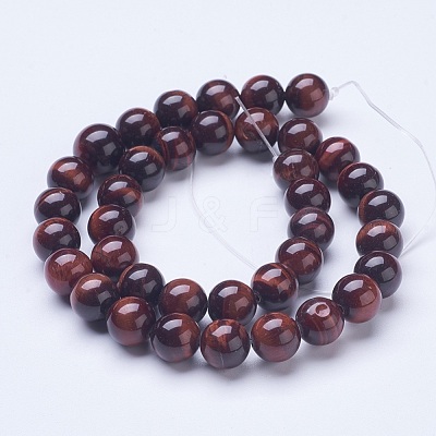 Dyed & Heated Natural Red Tiger Eye Beads Strands G-D855-04-10mm-1