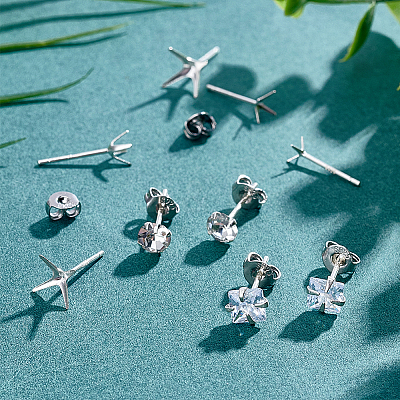 10Pairs 5 Styles 925 Sterling Silver Ear Studs FIND-PH0022-51-1